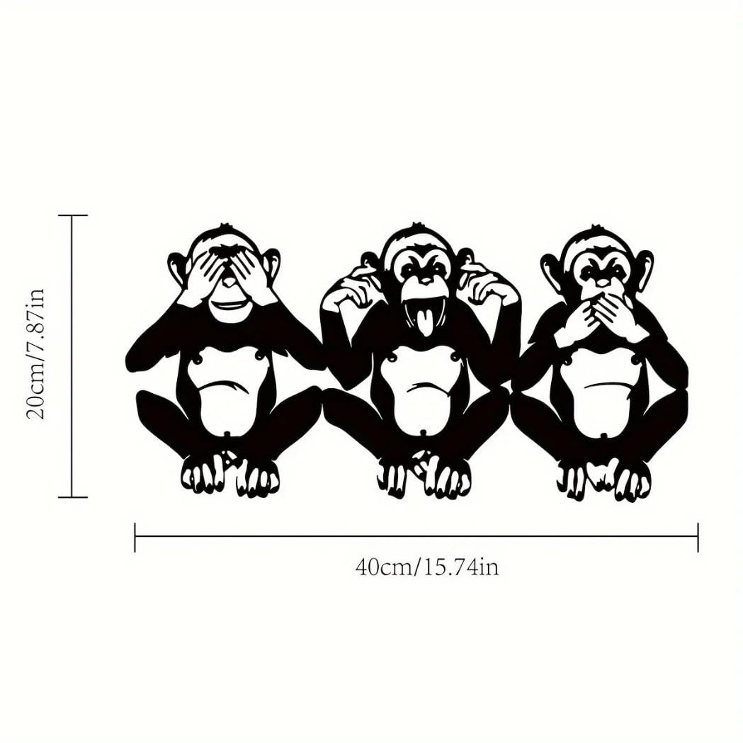 FJXQTCXD Arte de parede de metal Three Wise Monkeys Silhouette